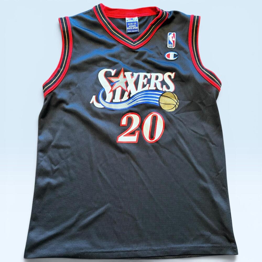 Philadelphia 76ers Jersey Youth Medium 10/12 Black NBA Champion Eric Snow 20